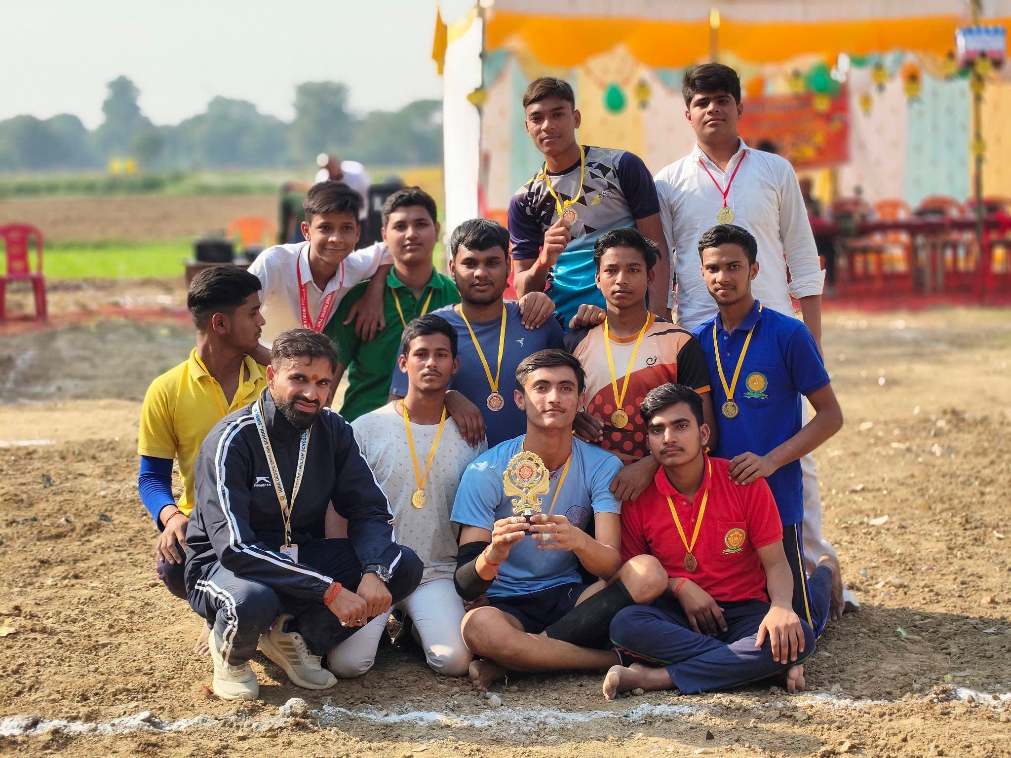 Students receiving medals