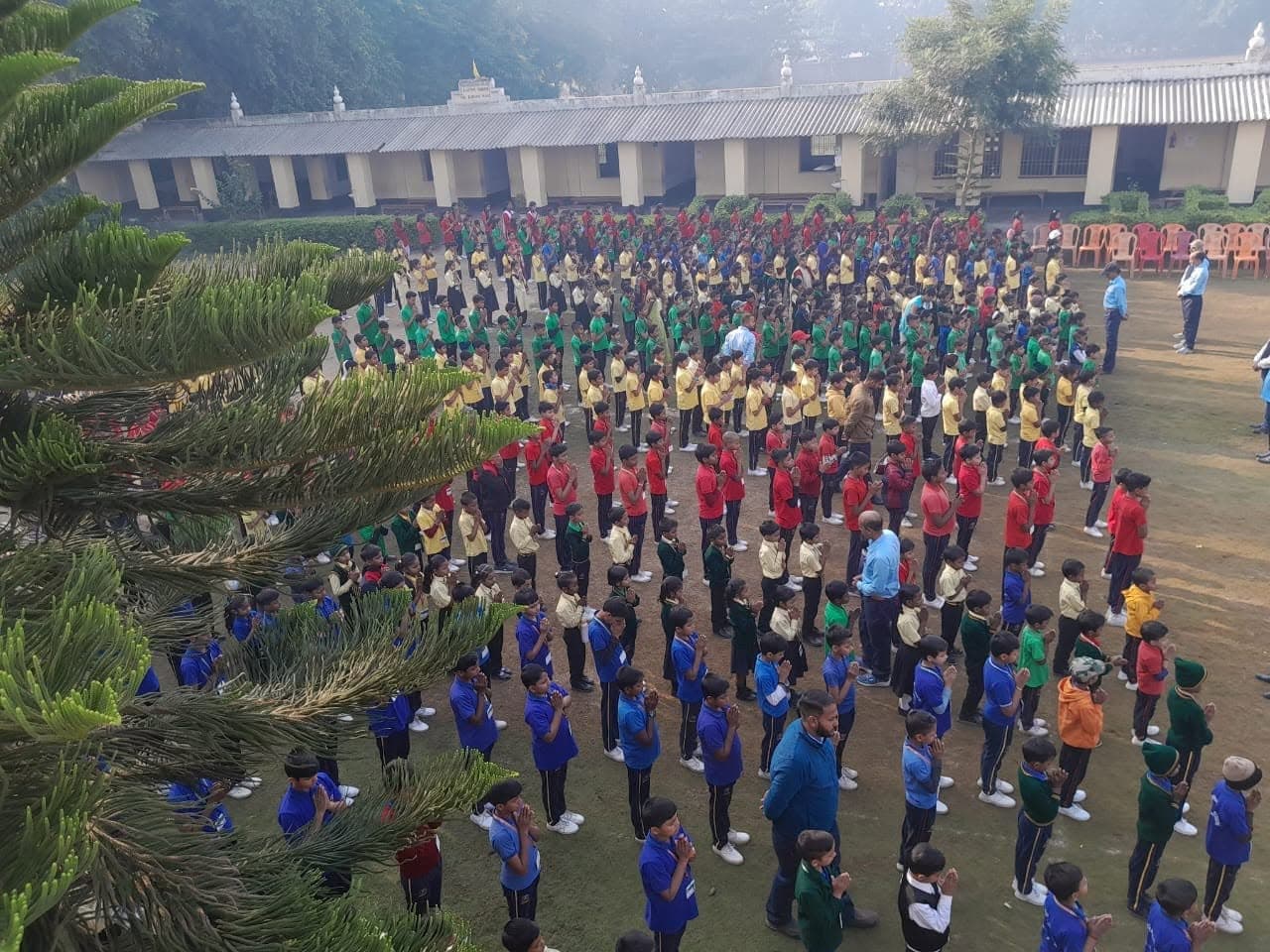 Students at morning prayer assembly